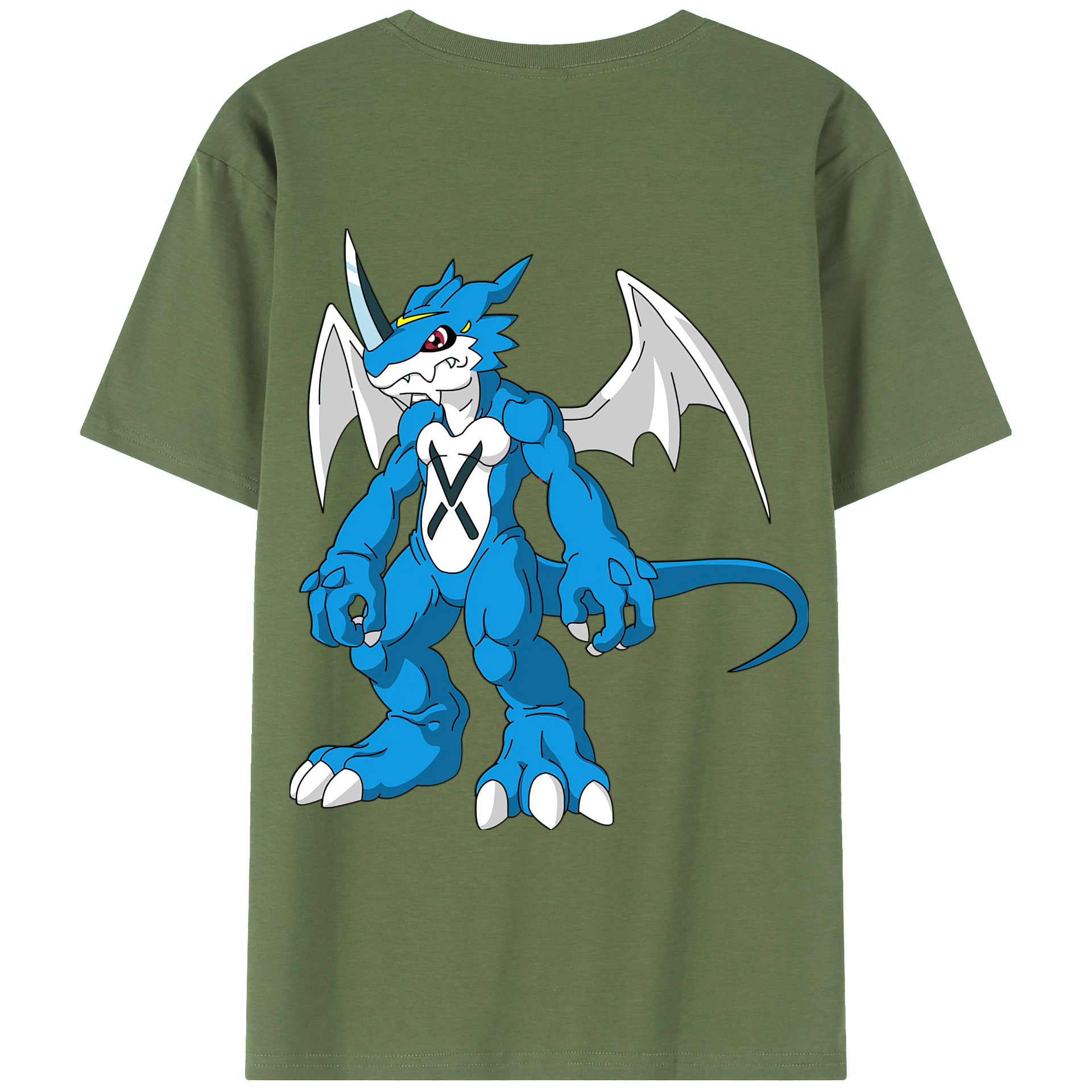 （画像用） Digimon デジタルモンスター/デジモン 綿100％ メンズ半袖Tシャツ（バックプリント） 通気性